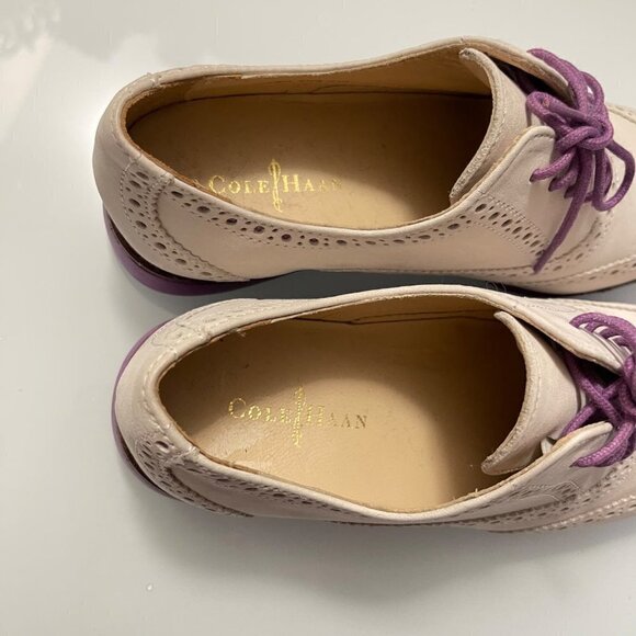 Cole Haan Women's Gray Purple Suede Wingtip Lace Up Alisa Oxford Shoes Size 5.5 - Picture 9 of 12